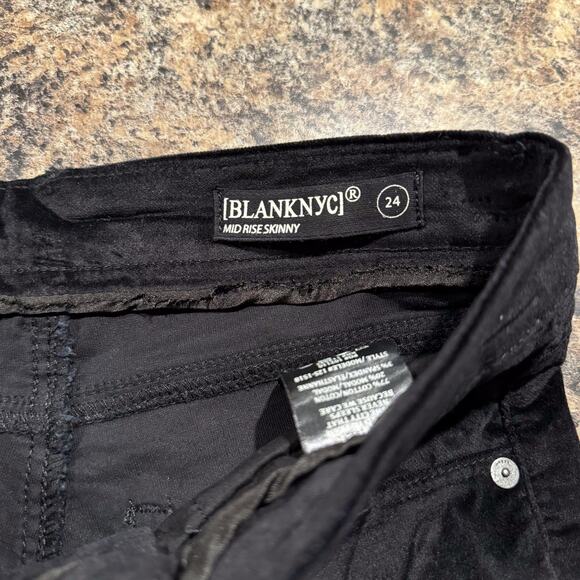 NWT BlankNYC Pants Skinny Velour Y2K Streetwear Academia Grunge Urban Black 24 - Picture 2 of 5